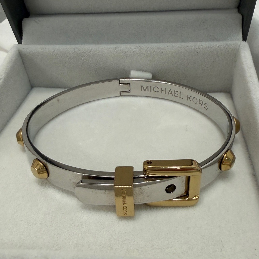 Michael Kors Silver and Gold Buckle Stud Bracelet - Picture 4 of 4